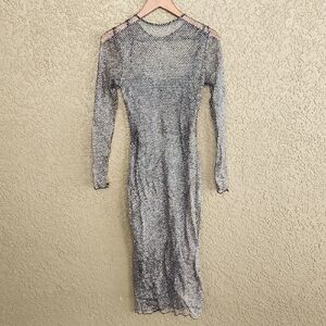 Alexa B Glitter Sheer Midi Dress